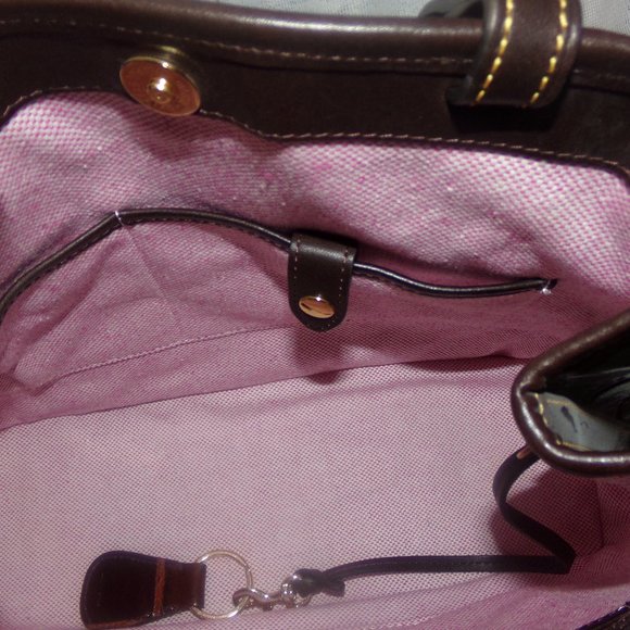 NWT Dooney & Bourke Embossed Leather Double Strap Tassle Shopper -Cognac - Picture 9 of 16